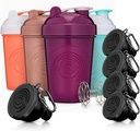 GOMOYO Fitness Bundle - 4-Pack Shaker steklenice z Agitator + 5-Pack Protein Funnels z karabinerjem, BPA-free & Dishwaster Safe