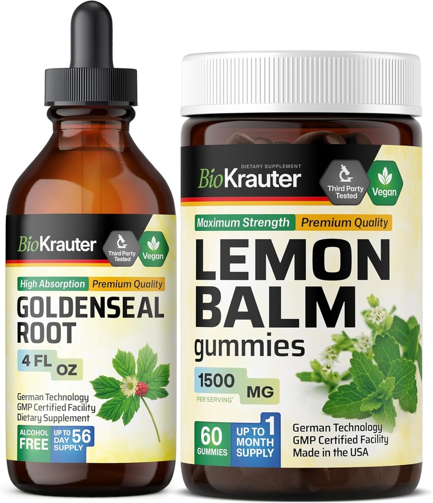 BIO KRAUTER Tinktura zlata krema 4 Fl. Oz. & Lemon Balm 60 Gummies