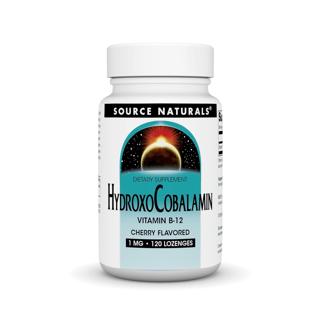 Vir Natural HydroxoCobalamin, Vitamin B-12, 1 mg - 120 Češnjevo aromatizirane Lozenges
