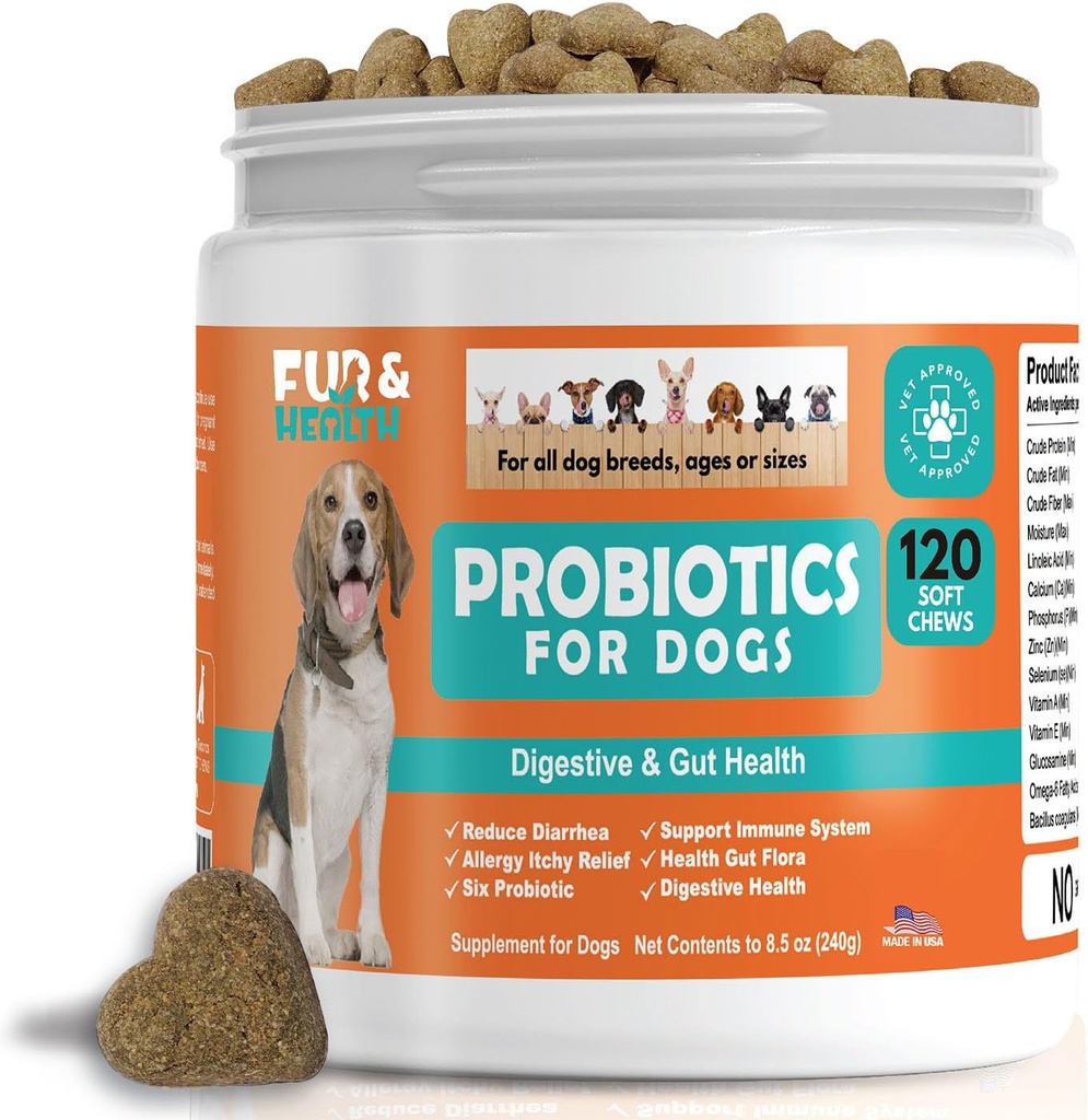 Probiotiki za pse Prebavne zdravstvene dopolnila alergije in srbeče kože - Pet Driskea Plin zdravljenje upset Želodec Relief Chicken Flavor 120 Soft Chews