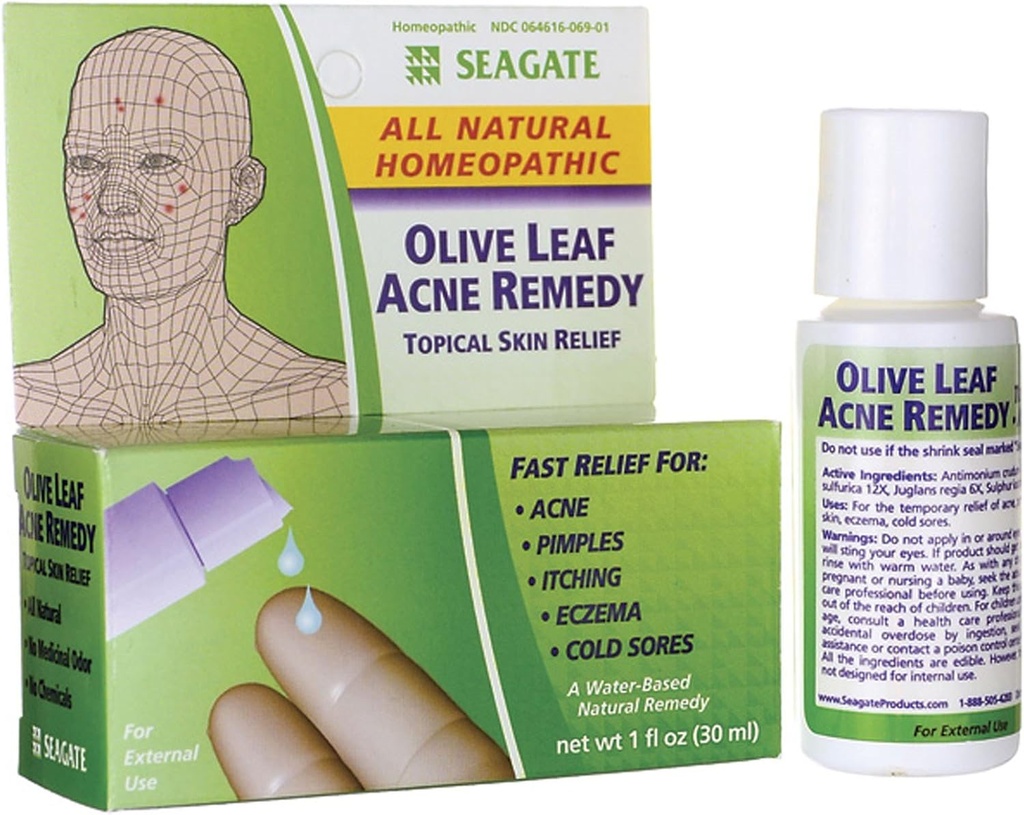 Seagate izdelki Homeopatske Olive Leaf Natural Acne Remedy (Pack of 1) 1 Ounce