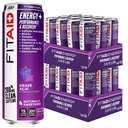 LIFEAID FITAID Energija Grozdje AÇAI, 200mg Naravni kofein, Keto, Predworkout Performance: BCAA, Quercetin, Elektroliti, Omega-3s, 15 Calories, Paleo, Vegan & Gluten-free,12-oz (Pack of 24)