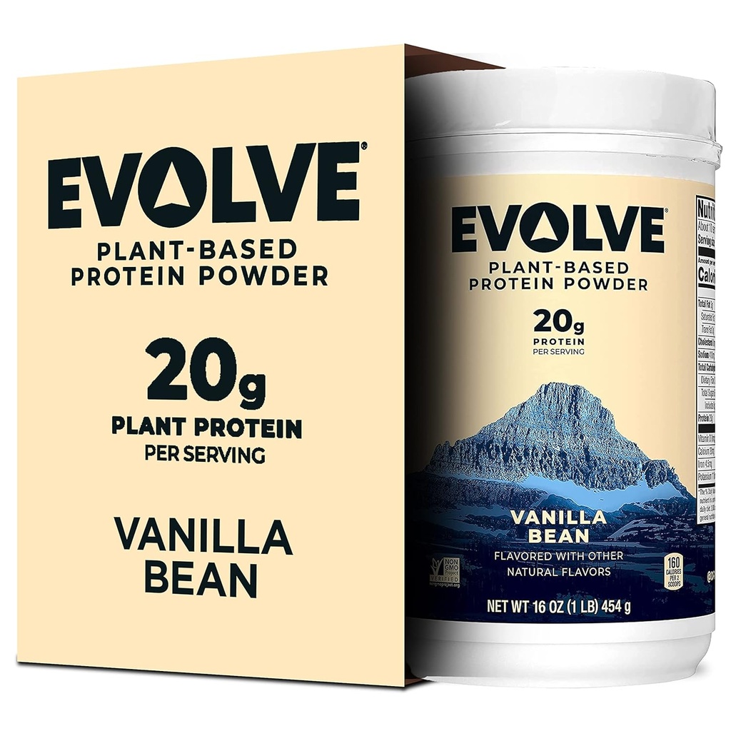 Evolve Protein Powder, Idealna vanilija, 20g beljakovin, 1 funt (paket z 2)