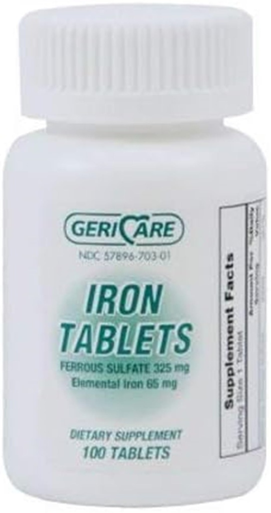 Geri Care 57896-0703-01 Ferrous Sulfate Green 325mg (paket 100)
