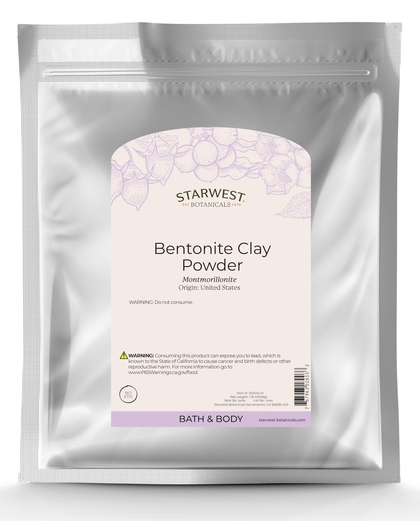 Starwest Botanicals Natrijev Bentonit Clay, 1 funt