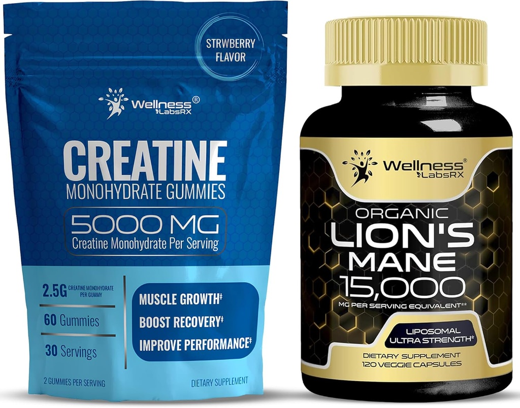 Wellness LabSRX Lions Mane Dodatne kapsule - Kreatin Gummies 5000mg