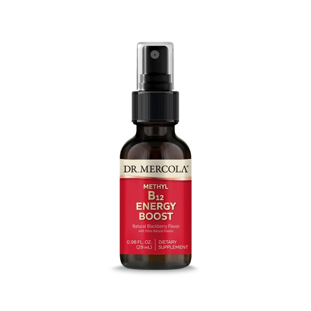 Dr. Mercola Metil B12 Energy Boost Spray, 0,98 Fl. Oz. (29 ml), 39 Serving, 1.000 mcg na strežbo, prehranska dopolnila, Podpira duševno fokus, Ne-GMO