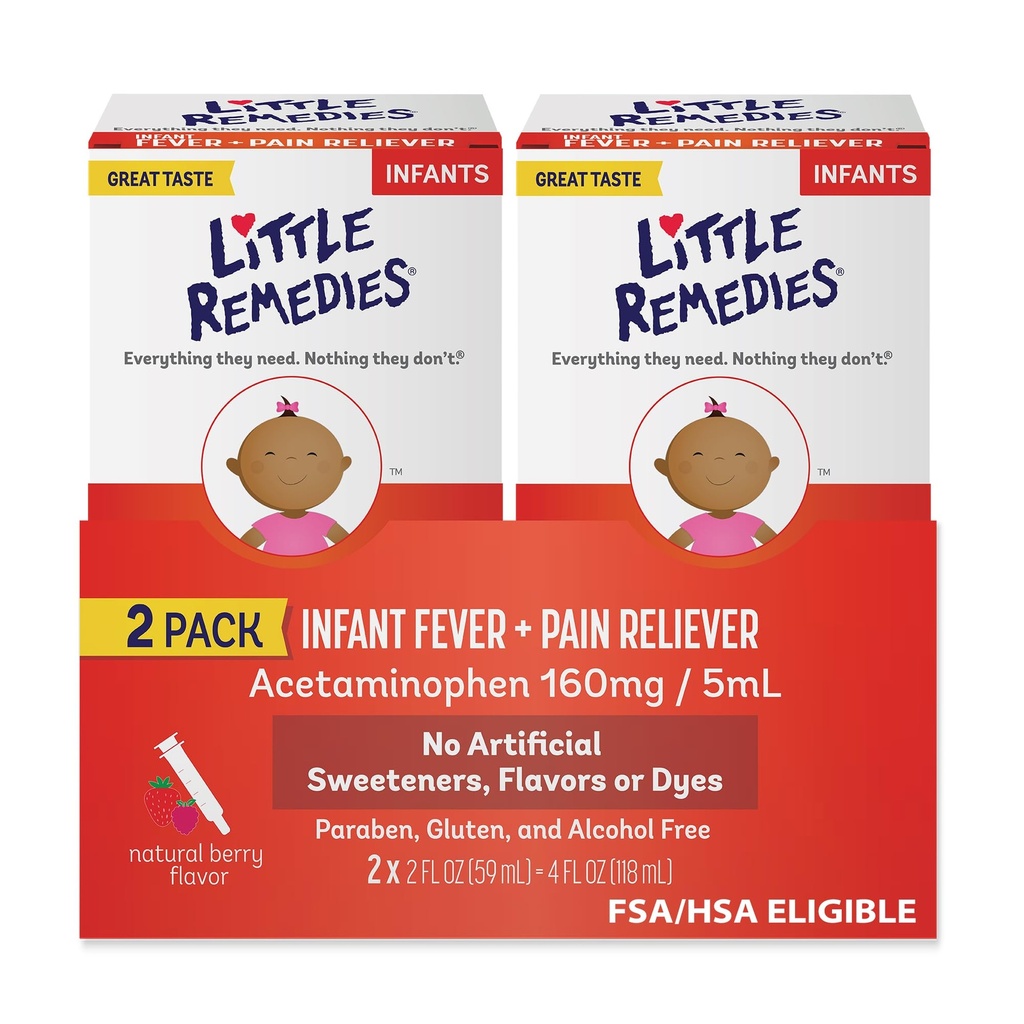 Little Remedies Infant Fever & Pain Reliever, Natural Berry Flavor, 2 Fl Oz (Pack z 2)