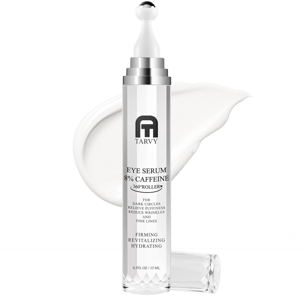 Serum oči, pod očesno kremo za temne kroge, 8% serum kofeina za ženske in moške, krema za oči proti staranju s 360° masažno kroglo, krema za oči za ušivo in vrečke pod očmi, serum za oči za fine linije