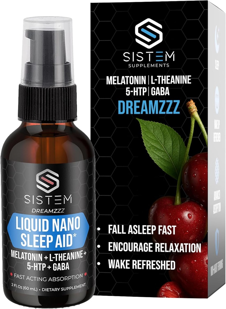 Liquid Nano Aid Spray z melatonin, GABA, L-Theanin, 5-HTP dodatek mešanica, spodbuja mirno, mirno spanje in restavriranje, tekoče spanje pomoč za odrasle, Dreamzzz s Sistem