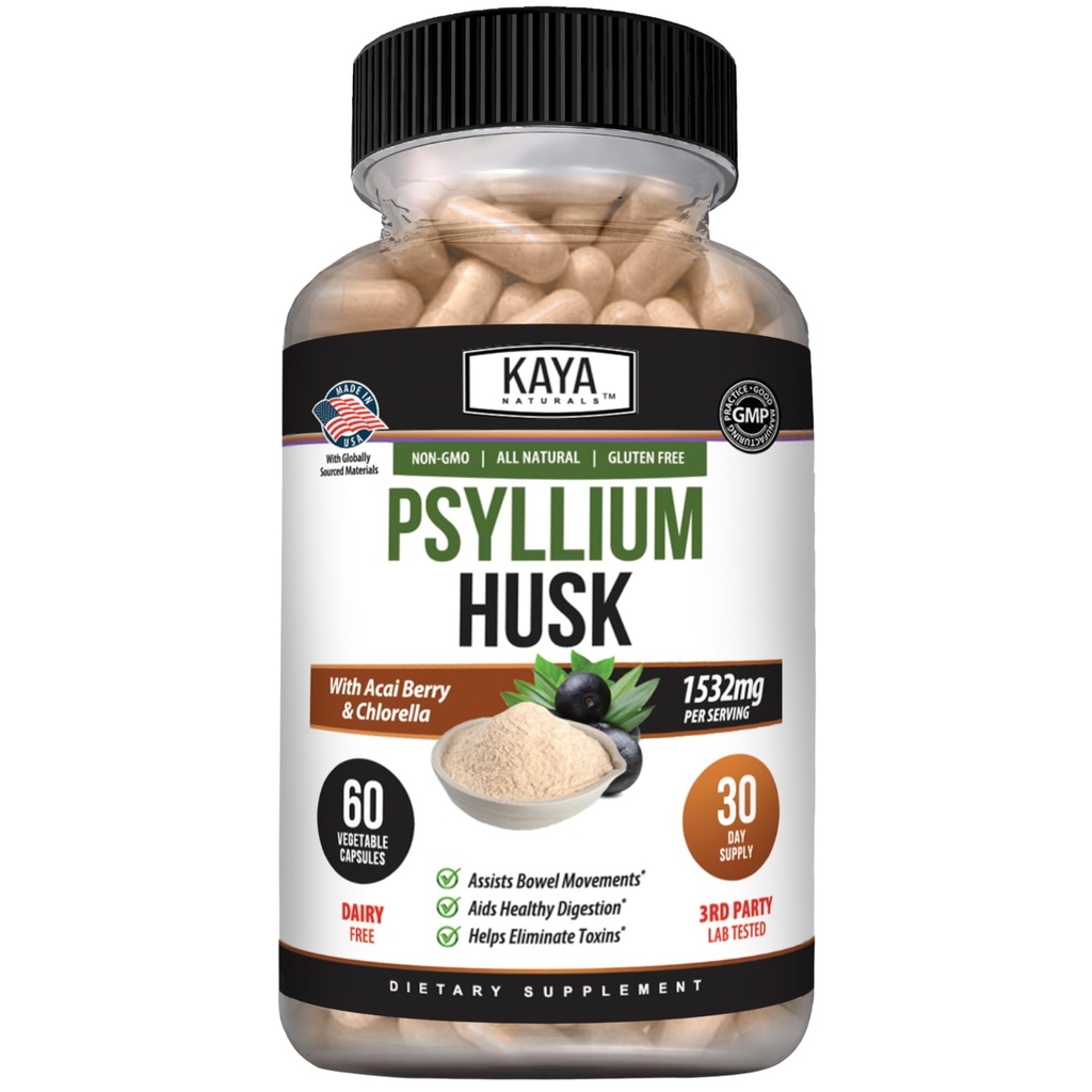 Kaya Naturals Psyllium Husk Kapsule - 60 Count 