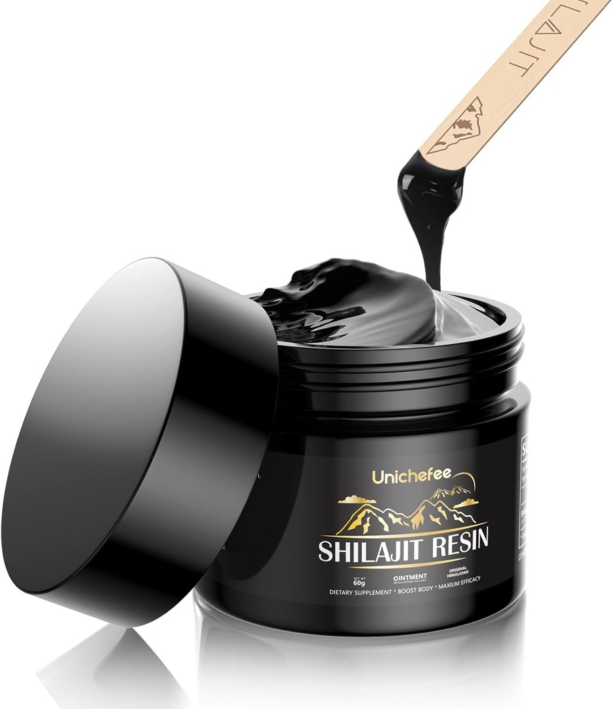 Shilajit Resin za moške in ženske, Pure Himalajan Shilajit Resin Organic z 85+ Trace minerali & 60% Fulvic kislina, naravna energija dodatek za holistično zdravje- 60g