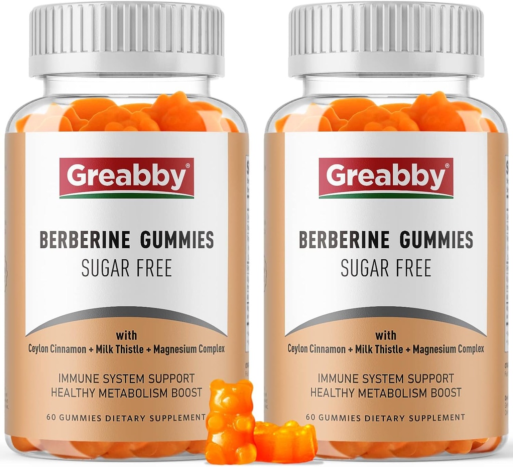Berberine s Ceylon Cinnamon dopolnilom - Berberine Gumies, Organske Berberine HCL 1200 mg za odrasle, Podpora imunskega sistema, sladkor brez, brez GSO, brez glutena, 120 Gummies