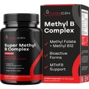 Metilirani B kompleks Vitamin dodatek - Bioaktivni metil B kompleks s 5-MTHF metil Folate & B12 Metilkobalamin za Brain Heart Energy & Homocysteine Podpora - Super Vitamin B Complex (30 štetja)