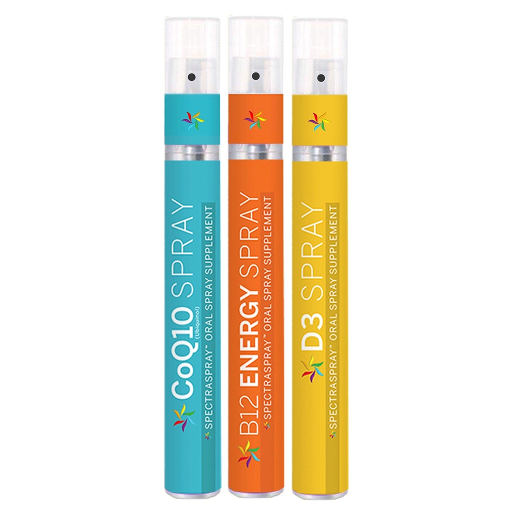 Spectraspray Vitamin Spray - Anti-Aging & Active Lifestyle Set (D3, B12, & COQ10)