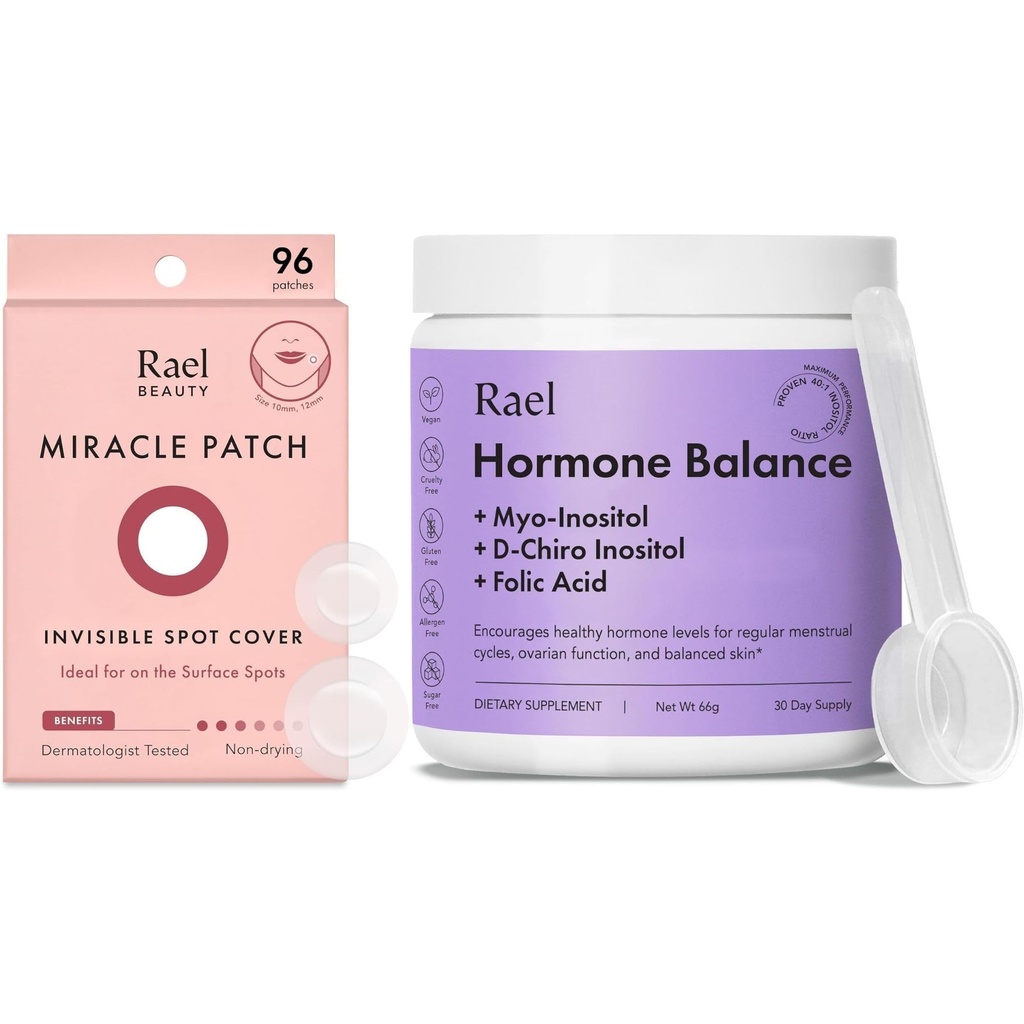 Rael Bundle - Nevidni spot pokrov Pepel Patches (96 Count) & Hormone Balance dodatek za ženske, Plodnost in Ovarian podporo (30 dnevno oskrbo)