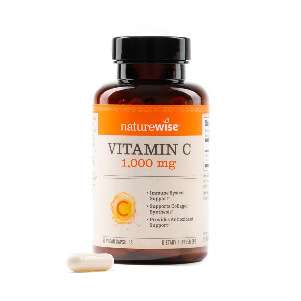 NatureWise Vitamin C 1000mg Kapsule - Extra Jakost Vegan Vitamin C za vsakodnevno antioksidantno in imunsko podporo - Non-GMO, ZDA Proizvedeno - 60 Kapsule[60-dnevna zaloga]