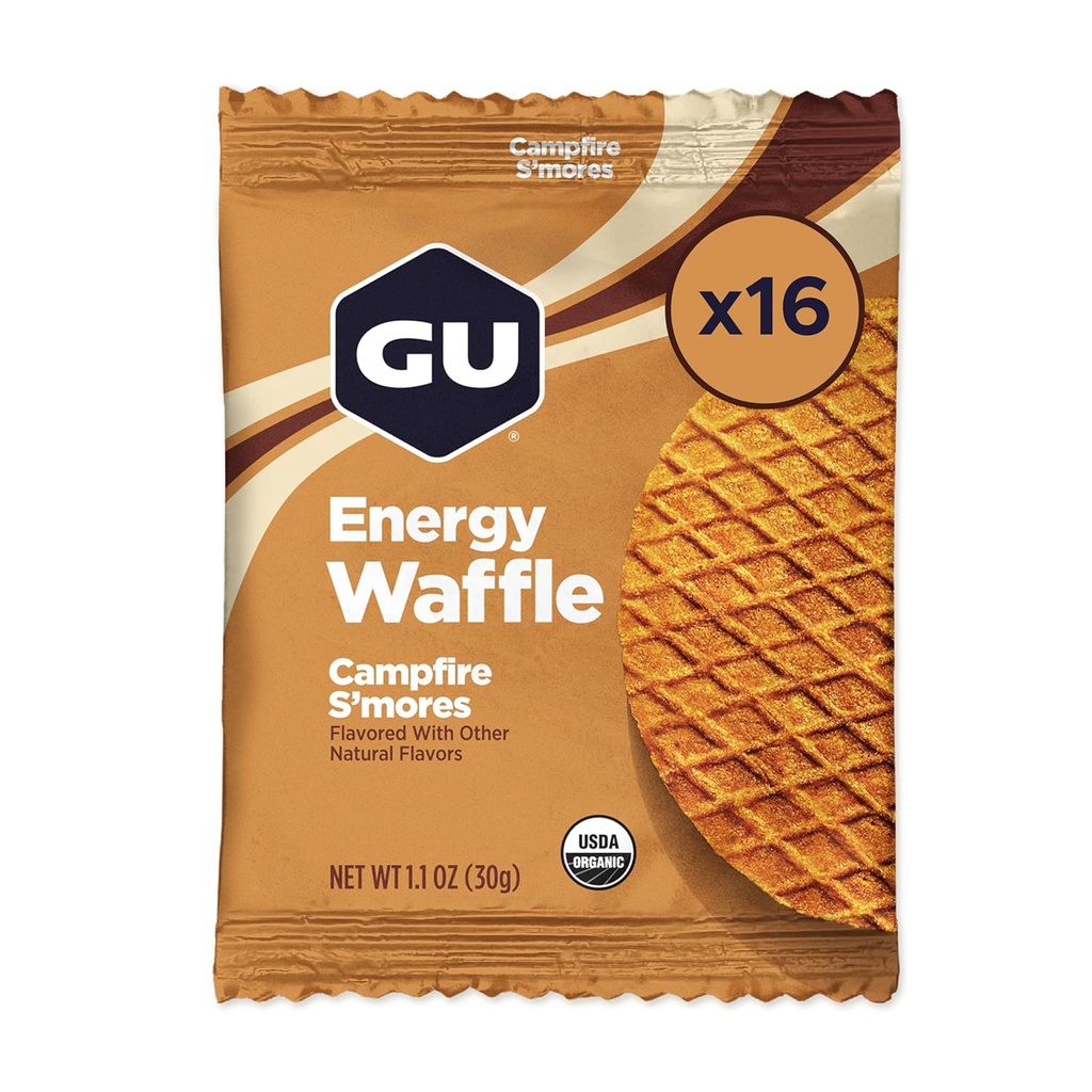 GU Energy Stroopwafel Campfire S'mores Sports Nutrition Waffle, Caffeine-free, in Kosher mlekarne, On-the-Go Energy za vsako vajo, 16 grof