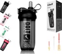 Litex Shaker steklenice za stresanje beljakovin, 26oz Blender Shaker steklenica za predworkout,Shaker pokali s slamo, BPA brez Tritan mešalne steklenice za Beljakovinski prašek, s krtačo in navodila (črna)