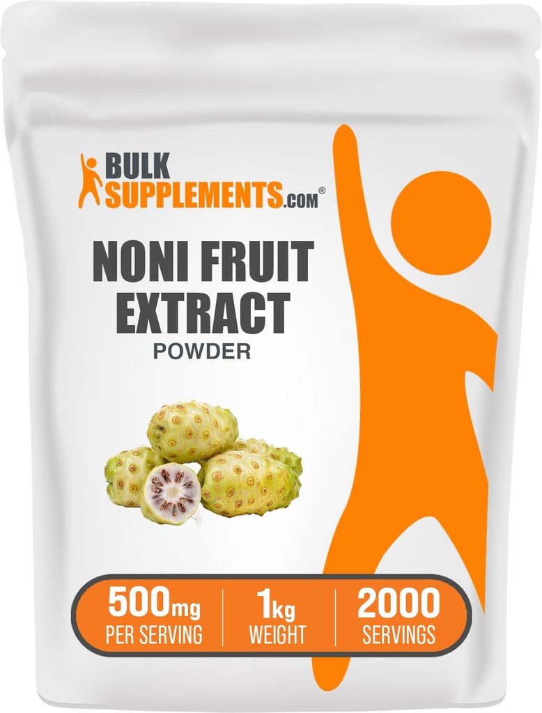 BulkSupplements.com Noni Fruit Extract Powder - Noni Fruit Supplement, Superfood Powder - Gluten Free, 500mg na Serving, 1kg (2,2 lbs) (Pack of 1)