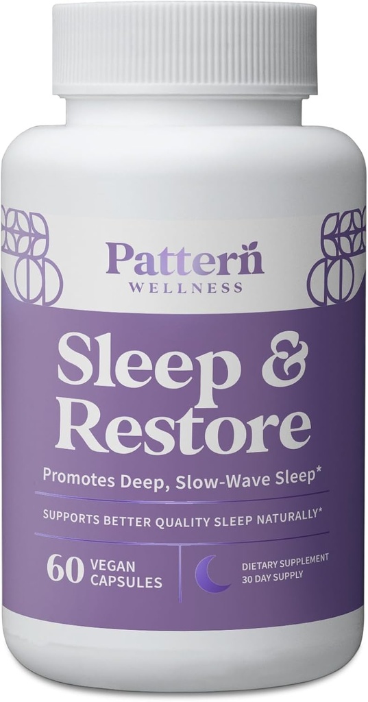 Vzorec Wellness Sleep + Restore Supplement - spodbuja globok, počasen spanec - Mood & Stress Response Support - Pure Vegan Health - 60 kapsul Non-GMO