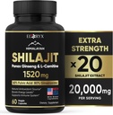 Himalajski Shilajit dodatek, 60 Kapsule, Ekstrakt prašek, 60% Fulvična kislina, 85+ Trace Minerals, Energy & Immune Support Shilajit za moške in ženske, Alternativna za avtentične Resin ali tablete ZDA Made