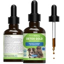 Dobro počutje hišnih ljubljenčkov Detox Gold za pse - nežna detoksifikacija in podpora za izločanje, nega imunskega sistema, kopriva, blaženi osat, korenina burdock - veterinarsko-formulirani zeliščni dodatek 2 oz (59 ml)