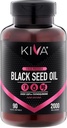 Kiva Black Seed Oil softgel kapsule - hladno oblikovane (2000mg), 2%+ High Thymokinon (TQ), 100% Turška Nigella Sativa semena olje, 90 Vegan softgels
