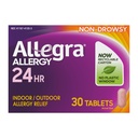 Allegra Adult 24-urne tablete za lajšanje alergije, nezaščitena notranja in zunanja alergija Medicina, 180 mg Fexofenadina HCI tablete za antihistaminike, 30- count