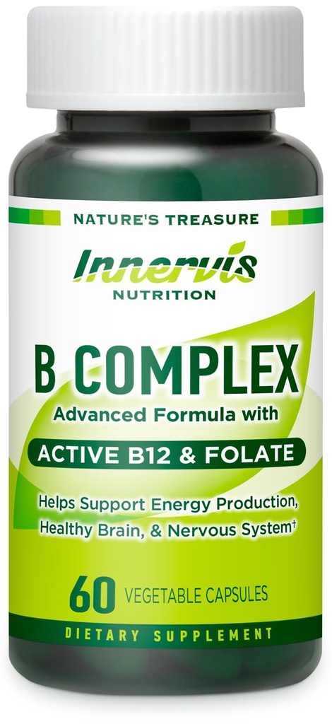 Bioactive B Complex z Active B12 & Folate – podpira energijo, zdravje možganov in živcev, 60 Veganske kapsule