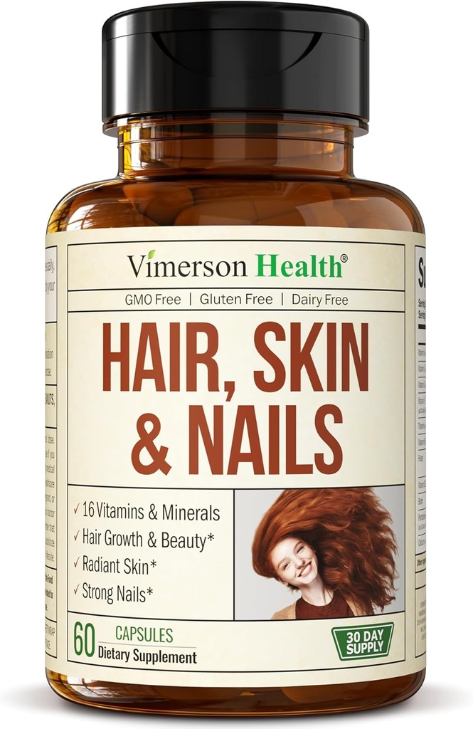 Biotin las, kože in nohti Vitamini za ženske in moške. Vključuje vitamin C za podporo Collagen. Dodatki za močne lase, Radiant Koža & Nail rast. Biotin & Folate dodatek za ženske. 60 kapsul