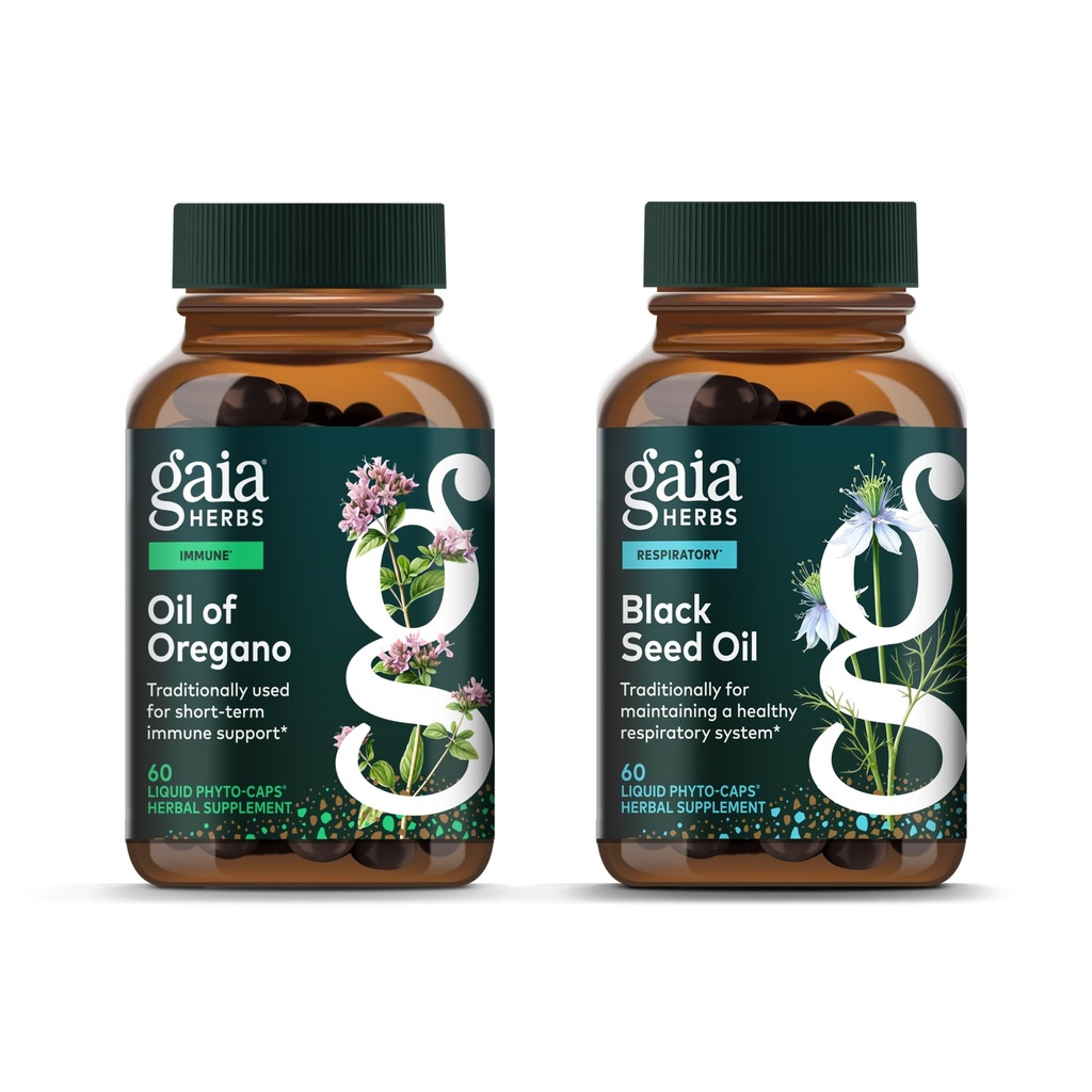 Gaia Herbs Oil of Origano - Imunska in antioksidant podpora - 60 Vegansko tekoče Phyto-Capsules & Black Seme Oil - pljuča, dihala in antioksidant podporo - 60 Vegansko tekoče Phyto-Capsules (2