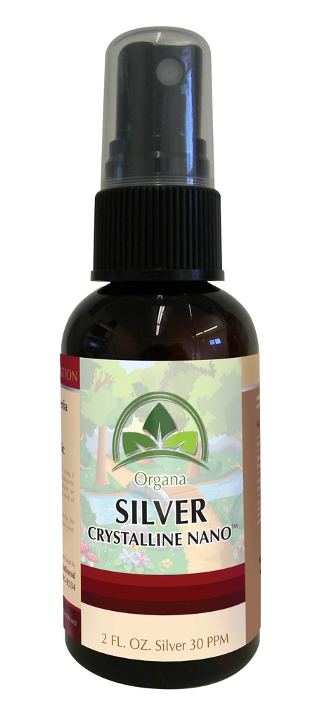 Organa Crystalline Nano koloidal Silver Spray - 30 PPM - 2 Ounce Spray Steklenica