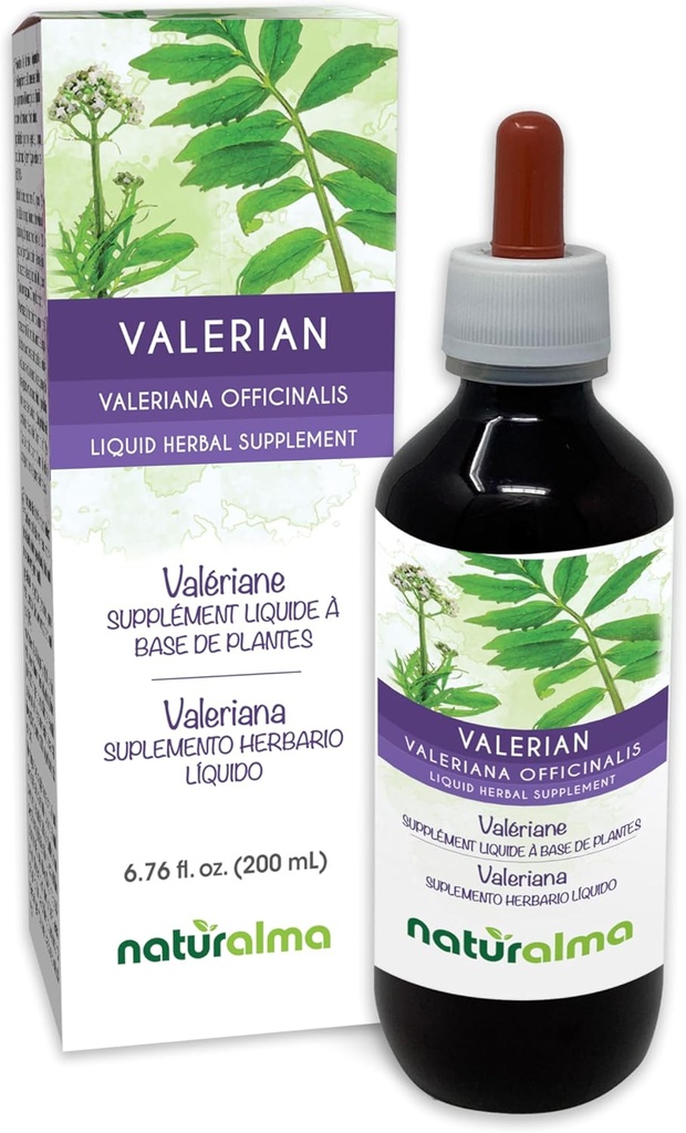 Naturalma Valerian (Valariana officinalis) Root Alkohol-free Tincture - 6.76 fl oz Tekoči ekstrakt v kapljicah - Zeliščni dodatek - Vegan