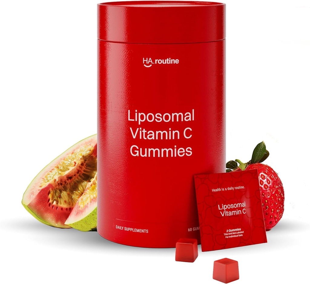 Liposomski vitamin C Gumiji za odrasle - 500mg na obrok - 60 Gumijev, visoka absorpcija Veganski nizko sladkor Vitamin C Gummy, Antioksidant, Energija, in Kolagen Booster - Jagodna guava aroma