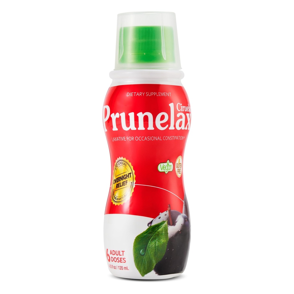 Prunelax Ciruelax Redna moč Liquid Laxative - Nežna olajšava za občasno zaprtje, izdelana z naravno Senno, Predvidljiva olajšava, Gluten-free, Dela v samo 8 do 12 ur - 4.05 fl oz