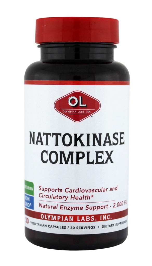 Olympian Labs Nattokinase Complex z grozdno seme ekstrakt zeliščni dodatki, Superior Heart Health Support - 30 dnevne kapsule
