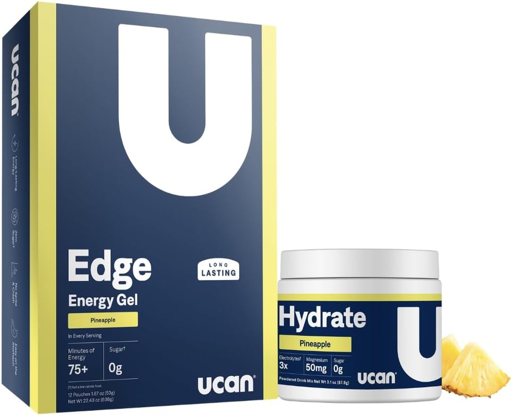 UCAN Ananapple Edge Edge Energy Gel & Hydrate - Odlično za tek, usposabljanje, fitnes, kolesarjenje, Crossfit & More 