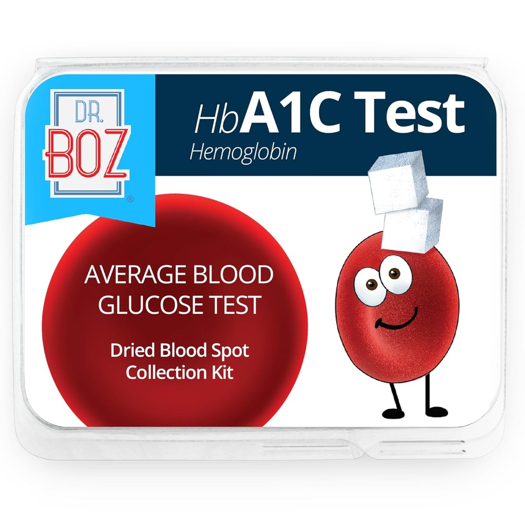 Dr. Boz - Hemoglobin A1C Home Test Kit - Krvna zbirka Komplet z laboratorijskimi rezultati - Krvni sladkor & hbA1c Levels - Lancets, Bandages, Alkoholni robček, ovojnica - Made in the USA - Diabetes Care & Self Care