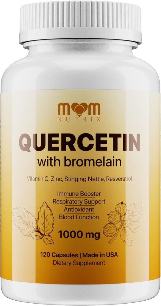 Advanced Quercetin z bromelainom - 120 Kapsule z bezgovo jagodo, koprivo, Resveratrol, cink, vitamin C & D - Izdelano v ZDA