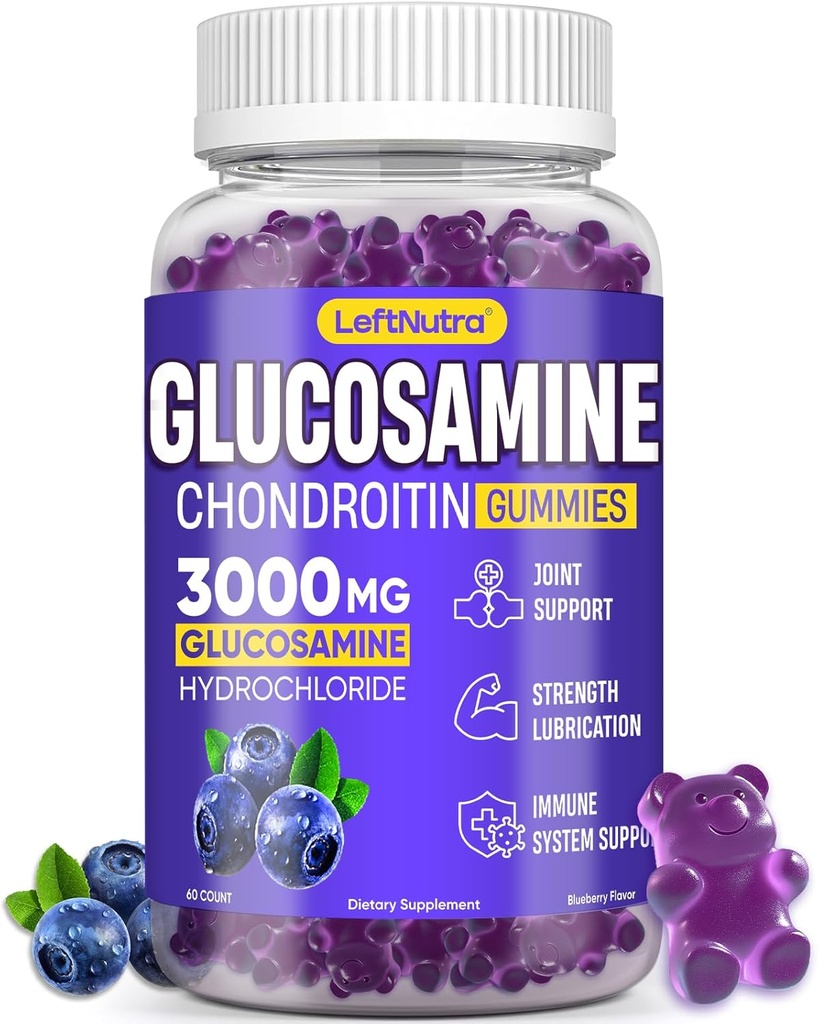 Glukozamin Chondroitin Gumies 3000mg, Advanced Glucosamine Chondroitin Msm, Skupni dodatek za podporo, Antioksidant Imunska podpora, Fleksibilnost kosti in sklepov, Moč in mobilnost, borovničeva aroma