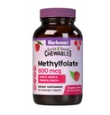Bluebonnet EarthSweet Metilfolate 800 mcg Celularni aktivni koencim 5-MTHF L Metil Folate Dodatek - Prenatal & Energy Support* - Non-GMO, Vegan, Gluten-free - Raspberry - 90 Žvečljive tablete
