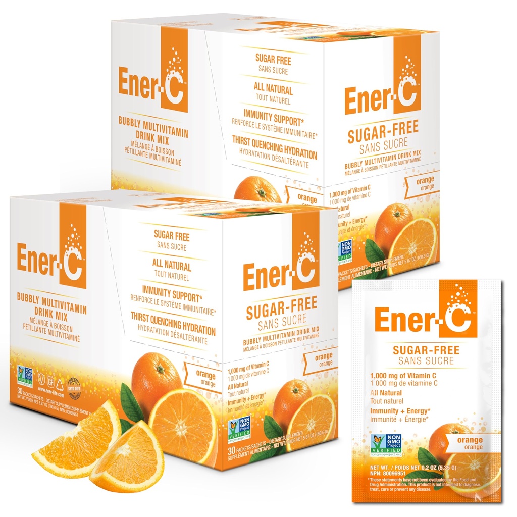Energija brez sladkorja Energija brez sladkorja Oranžna Večvitaminska pijača Mix Vitamin C 1000mg & Elektroliti - Naravna imuniteta Podpora s pravimi sokovnimi praški Ne-GMO Vegan & Gluten Free - 60 Count