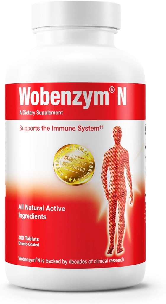 Douglas Laboratories Wobenzym N - Verodostojni nemški dodatek - Sistemski encimi - za imunski sistem in skupno zdravje* - z papainom, Rutin & Bromelain - 400 enterično obloženih tablet