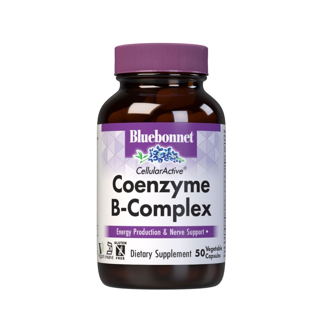 Bluebonnet Nutrition Celularni aktivni koencim B-kompleks, Energy Production & Nerve Support*, Vegan, Kosher Certified, Gluten-free, Soy-free, Dairy-free, 50 Zelenjavnih kapsul, 50 Servings