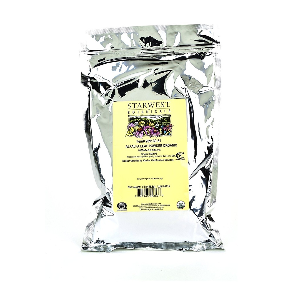 Starwest Botanicals Organski egipčanski Alfalfa list prašek, 1 funt razsute vreče