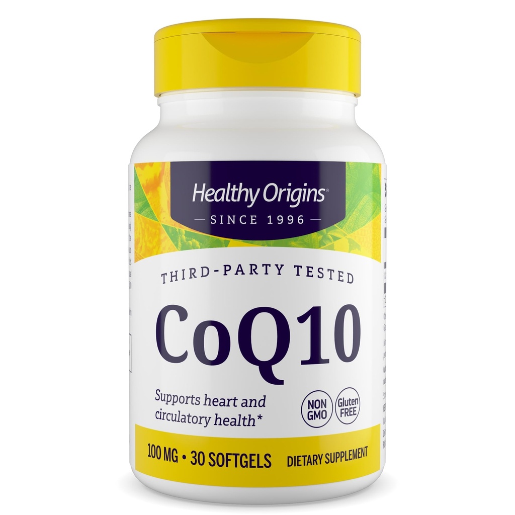 Zdravi izvori® CoQ10 100 mg – naravni trans-izomer Ubikinon – kvas fermentiran, podpira zdravje srca in celično energijo – Non-GMO 30 Softgels