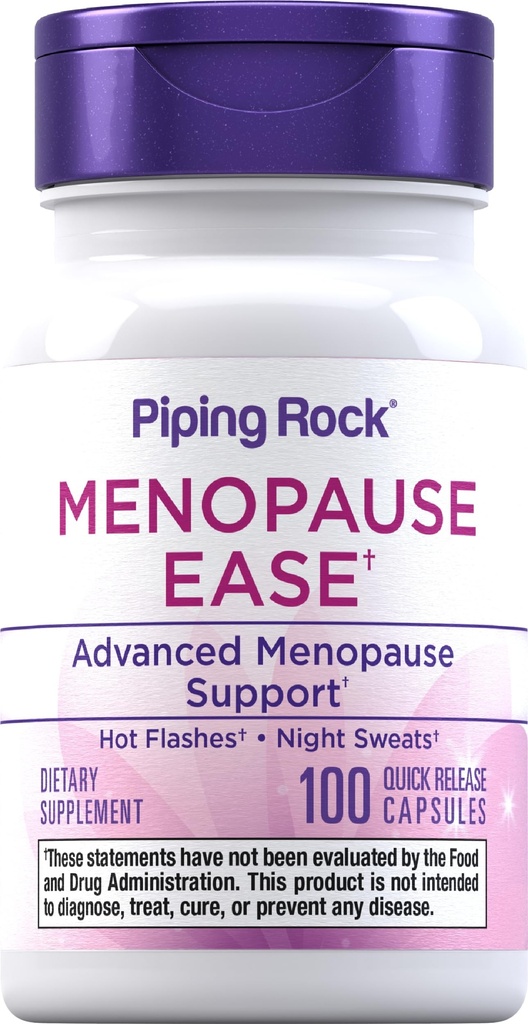 Piping Rock Menopause Ease Supplement | 100 Capsules | Advanced Support for Women | with Black Cohosh and Wild Yam | Non-GMO, Gluten Free