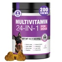 24 v 1 pes Vitamini in dodatki 200 Ct psi multivitaminski žvečljivi contain hondroitin probiotiki Omega-3 glukozamin za pse kožni plašč srce skupno črevesje jetra možganov oči imunske podpore - piščanci