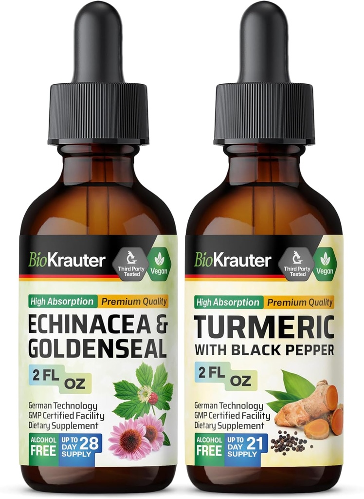 Echinacea z Goldenseal Tinkture 2 Fl. Oz. & Kurkuma Tinkture 2 Fl. Oz.